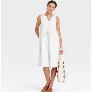 NWT Universal Thread Sleeveless Linen Tie-front Dress – White M